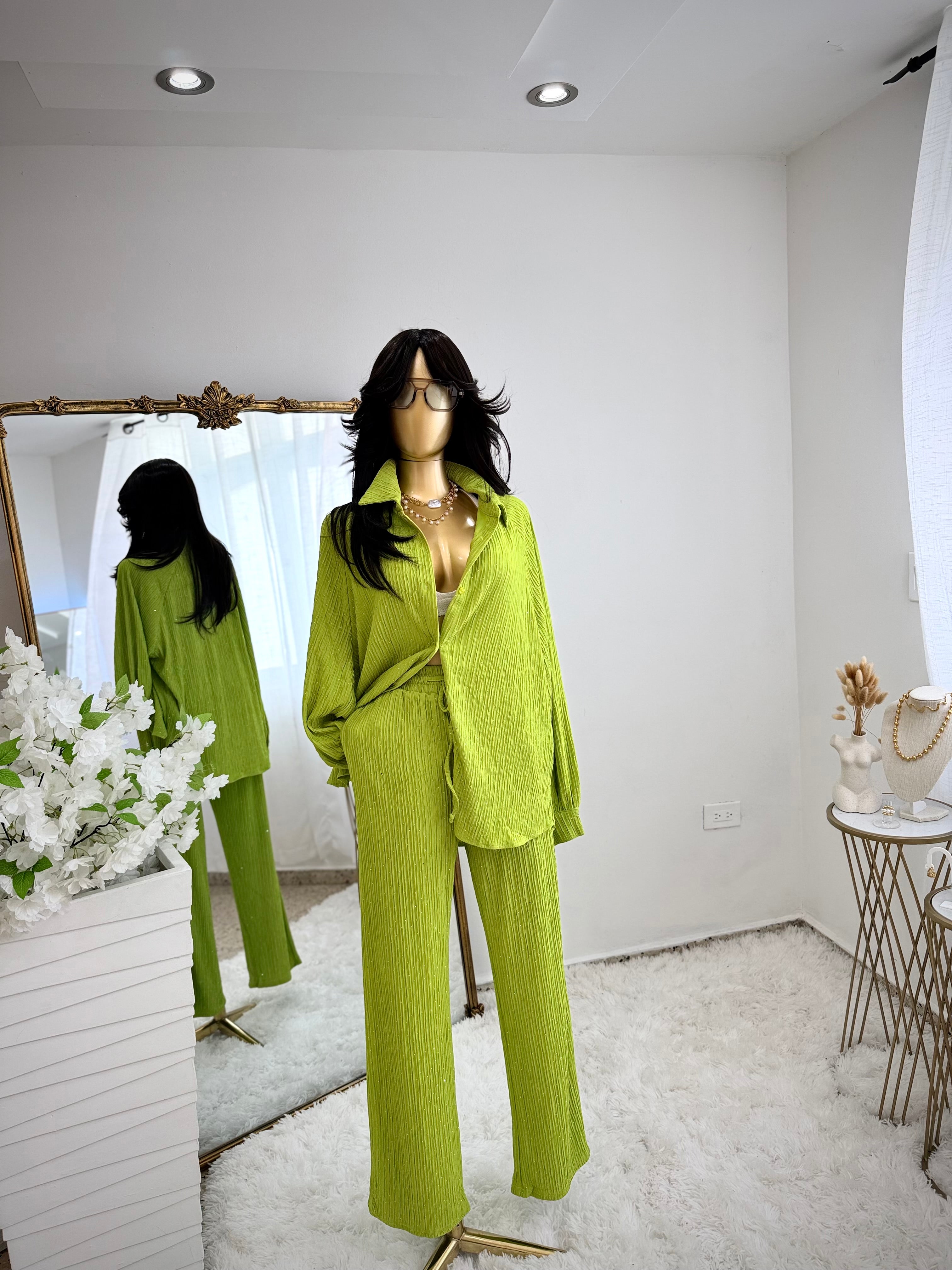 Rhinestone Lime Set (bralette no incluido )