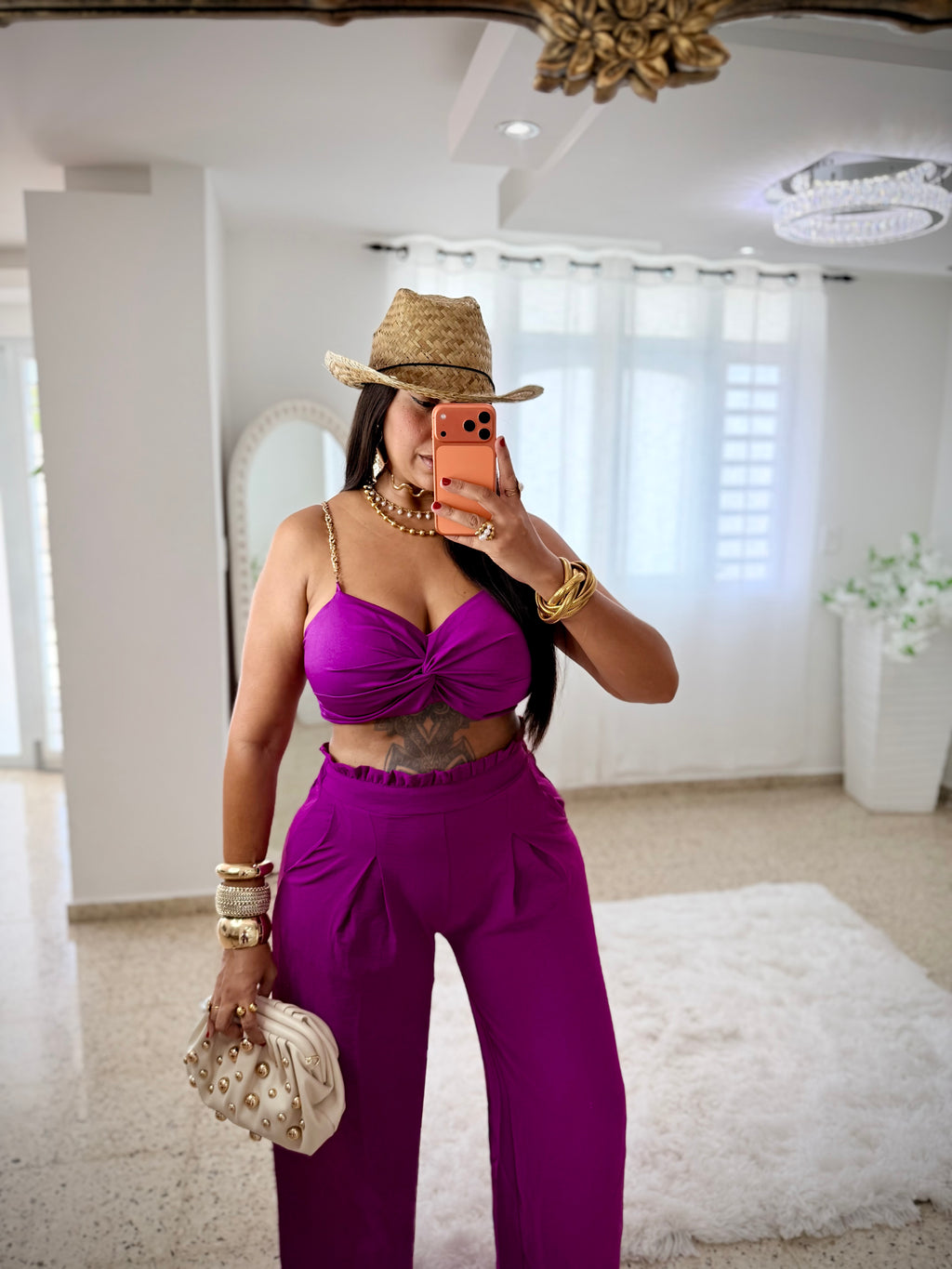 Twist magenta  Crop Top
