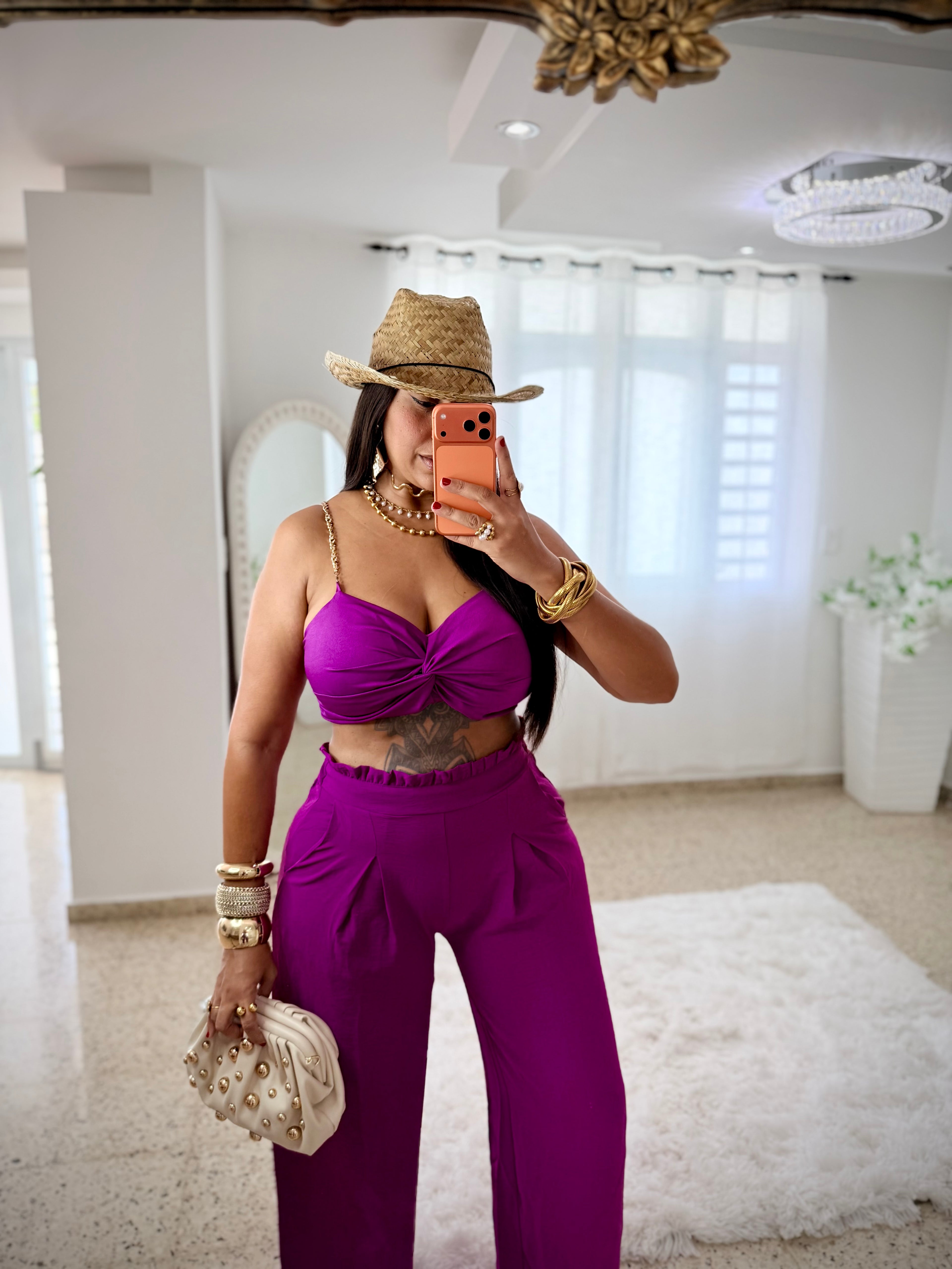 Twist magenta  Crop Top