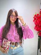 Lace Purpple Button Blouse ITALIA