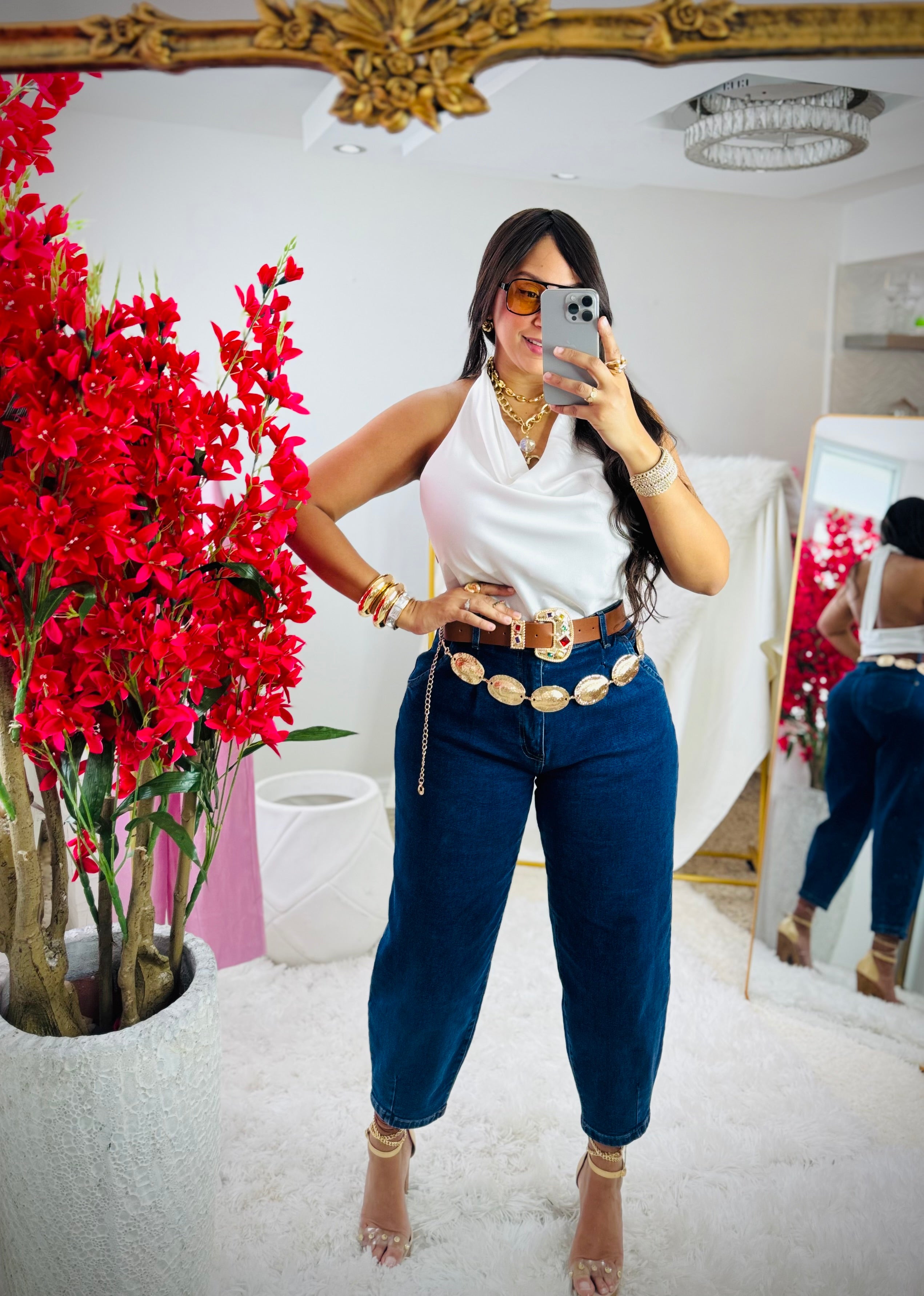 Cowl Neck Satin Top